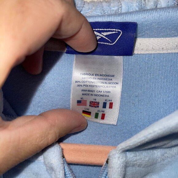 Reebok Vintage Womens Track Suit Size XL Blue Velour Y2k Pockets Cotton - Picture 4 of 10